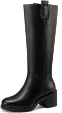QUEEN HELENA Stivali Alti con Tacco Basso Casual Donna X31-207 (Nero, Sistema Taglie Calzature EU, Adulto, Donna, Numero, Media, 39)