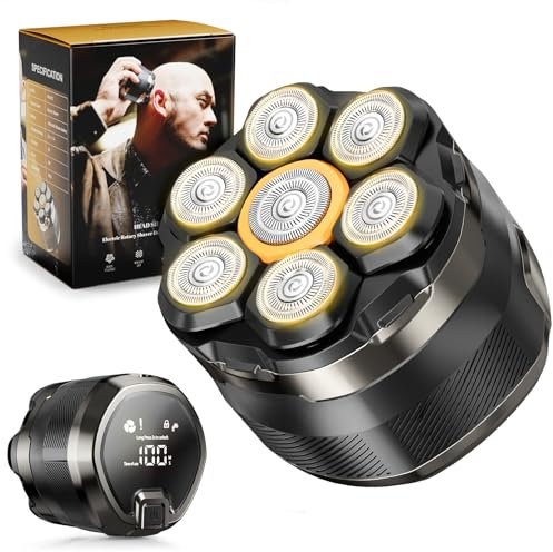 Dyoonoer Glatzen Rasierer Herren Elektrisch: Glatze Wasserdicht 7D Flexibler Kopfrasierer - Magnetische Schwebender Kopf mit LED Anzeige - Ideal für empfindliche Haut und Reisepflege
