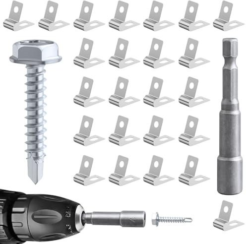 Sptchapn 50 Fence Wire Clips, Stainless Steel Screw Wire Clips with Screws and Magnetic Sleeves for Soldering Wires to Wood Metal Vinyl Fences