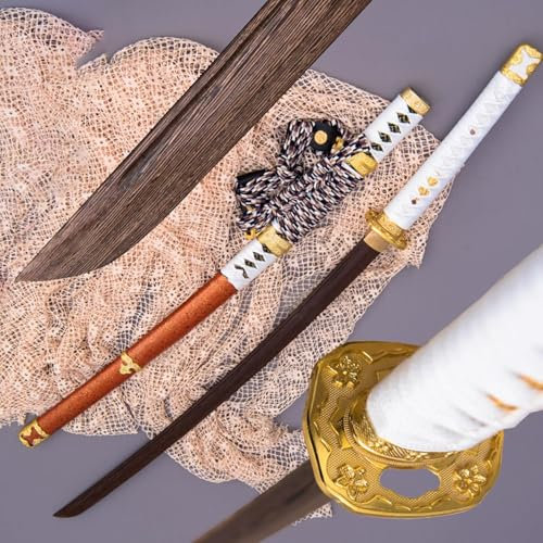 ZHAOMEI Handgefertigte Bokken, natürliche Wenge-Holz-Samurai-Schwerter, hölzerne Katana für Kendo-Training, Display, Cosplay, Dekoration, Requisiten-White||103CM