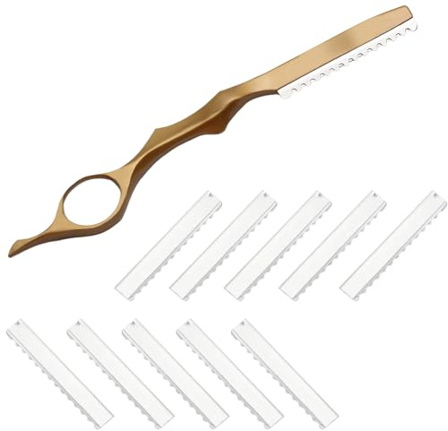 Rasoio Sfoltimento Pro-Grade, Forbici Professionali Rasoio Pettine Diradamento Capelli, Acciaio Inossidabile Premium Feather Hair Styling Razor Adatto a Tous Les Styles con 10 Lame