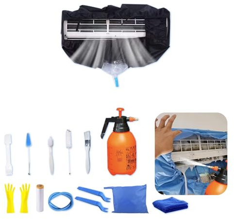 Kit de limpieza para aire acondicionado split ZSPLIT-MAIR, bolsa de limpieza para aire acondicionado split, kit de limpieza para aire acondicionado split（ 15pezzi,Negro）