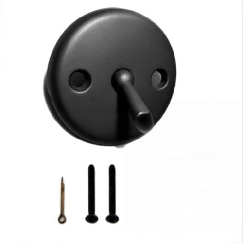 EpheyFIF Panneau de trop-plein à trois trous pour baignoire, mécanisme anti-odeur, construction métallique, installation et entretien faciles, s'adapte à la plupart des baignoires standard (noir)