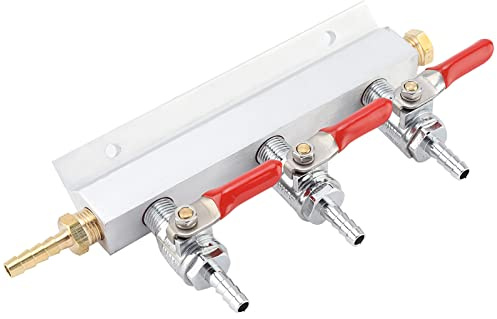 Haofy Collecteur de Distribution de Gaz à 3 Voies, Séparateur de CO2 en Acier Inoxydable avec Clapets Anti-retour 19,3 X 9,2 X 2 Cm pour la Distribution de Bière, Installation de Fût, Brassage à