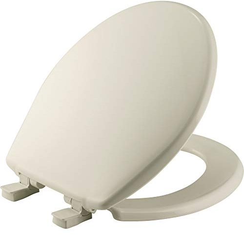Bemis 730SLEC Slow Close Toilet Seat, Easy Clean Hinges and Durable Plastic Seat, Made in USA, Round, Biscuit