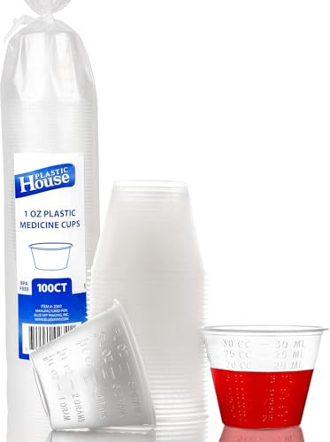 Party Bargains 1 oz Disposable Plastic Measuring Cups – Clear, Premium Quality, Leak-Resistant, Multipurpose for Cocktails, Crafts, Medicine Dosing, Parties & Events (100-Pack)