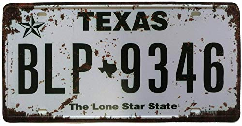 Eureya Placa de Metal hogar, cafetería, Bar, decoración de Pared, Coche, Coche, matrícula,Recuerdo,Texas Blp 9346,30X15cm