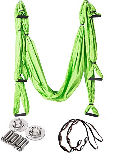 FLY FLU Aerial Yoga Hängematte， Yoga-Hängematten- / Geschirr- / Schlingen-Set Air Yoga-Schaukel-Set Anti-Schwerkraft-Decken-Yoga-Schlinge Inversions-Schaukel Für Professionelle Ausrüstung Lila,A