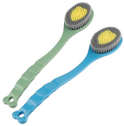 Spazzola Bagno Schiena con setole morbide in nylon, Spazzola per bagno a manico lungo di Massaggio Doccia Indietro Sfregamento Scrubber Spazzole per il corpo lavaggioe sfregare i piedi(blu e verde)