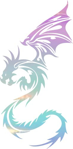 NBFU Dragon Tribal Tattoo Art 1 (Holographic Opal Purple) (Set Of 2) Premium Waterproof Vinyl Decal Stickers For Laptop Phone Accessory Helmet Car Window Bumper Mug Tuber Cup Door Wall Decoration