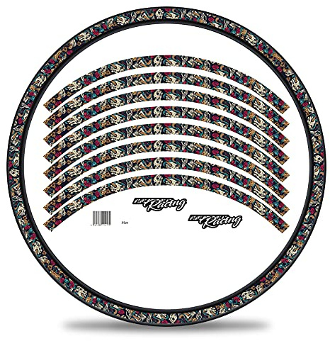 16-teiliges Set Felgenrandaufkleber Sticker für Fahrrad Felgen in verschiedenen Designs Komplett Set für 27 29 für Ebike Rennrad Mountainbike MTB Laufrad RX035 (Nr. 5 Skulls and Snakes, Matt)