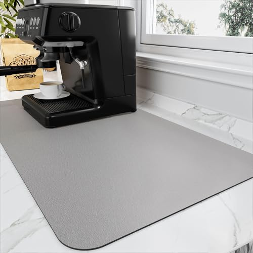 HotLive Coffee Mat - Absorbent Hide Stain Rubber Backed Dish Drying Mat for Kitchen Counter - Bar Mats for Countertops Accessories Fit Under Coffee Maker Espresso Machine
