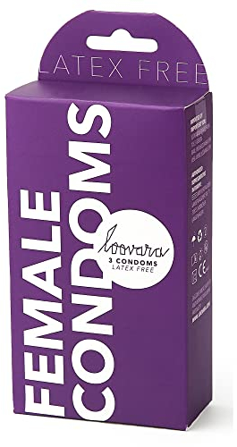 Loovara Frauen Kondome latexfrei 3 Stück - Female Condoms Latex Free - 3 Präservative, Medizinprodukt, hypoallergen, extra dünn, robust, wiederstandsfähiger als Latex, geruchslos