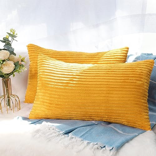 CALIYO Kissenhülle Kord Uni 2er Set, Kissenbezug 40x60 Kissenbezüge für Zierkissen Dekokissen Sofakissen Couchkissen in vielen Farben.