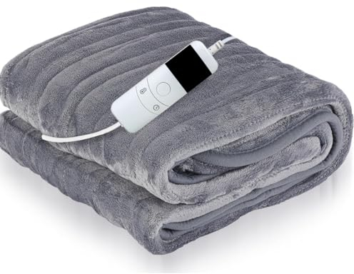 Marco Paul Electric Heated Fleece Blanket - Large, Cream Throw for Back Pain Relief & Sofa (Grey)