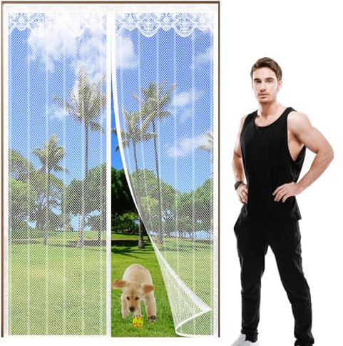Magnetic Fly Screen Door, Patio Insect Protection Door,Magnetic Fly Insect Screen Door,Bug Protection Mesh Curtain with Powerful Magnets&Full Frame Magic Paste for Balcony Living Room Children's Room
