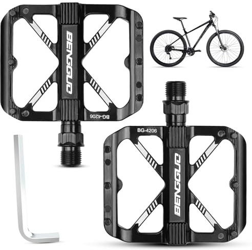 9/16 Pédales de Vélo en Aluminium Antidérapant, Pédales de Plate Forme de Vélo Ultraléger, Route avec Clé Allen pour Vélos Électriques VTT Randonnée
