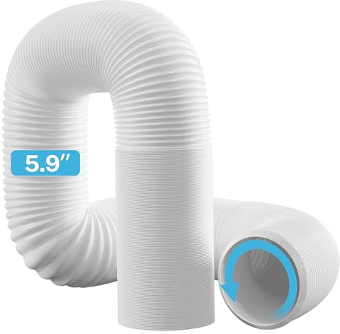 Hon&Guan Portable Air Conditioner Hose 150mm 5.9 Diameter up to 2m/ 80'' Length AC Exhaust Pipe, Anti-Clockwise Thread PP Material Heat Resistant