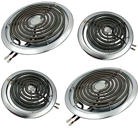 WB30M1 WB30M2 GE Electric Stove Burners Replacement Element with Stove Burner Covers Drip Pans for Electric Stoves Compatible with GE Hotpoint Electric Range Stove Top