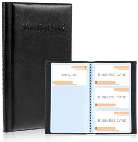 Tyqour 120 Card Business Card Holders, Pu Leather Business Card Wallet, Credit Card Holder, Name Card Collection Folder for Men Women (Black)