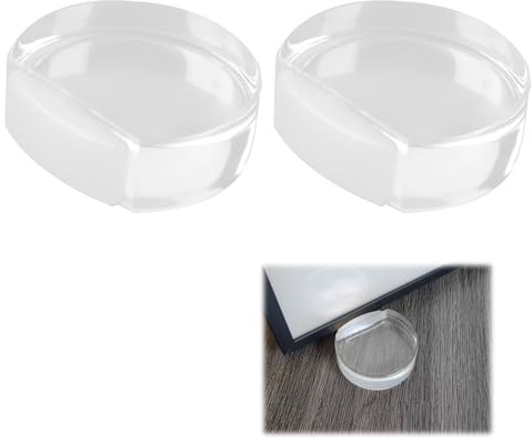 Butée De Porte Autocollante Transparent, Semi-Circulaire À Poser Au Sol - Protection Efficace Contre Les Chocs, Dimensions 43 X 45 X 17 Mm, Set De 2 Pièces Butée De Porte Adhésive Transparente