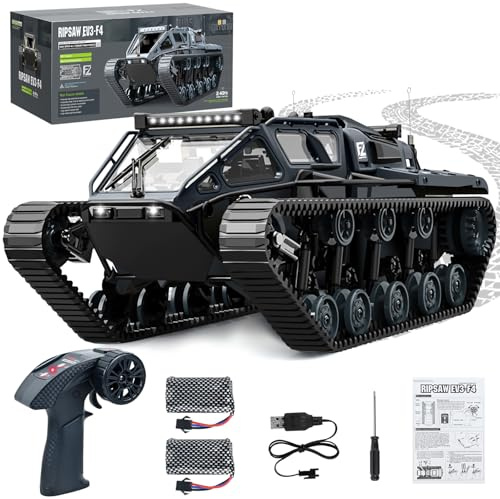 HERMORRYSS Tank Telecommande 1:16, RC Char - Rotation à 360°, Télécommande Crawler Réservoir avec Lumières LED et 2 Batteries, 2.4GHz Tout-Terrain Tank Radiocommandé Jouet pour Enfants (Gris)