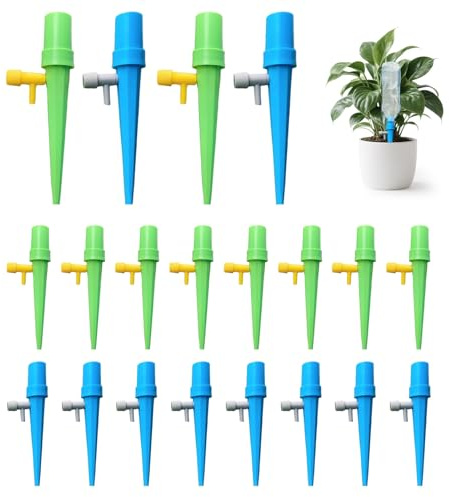 Ztolbriy 20 Piezas Goteo para Macetas Kit, Riego Goteo Macetas Exterior con Válvula Ajustable, Riego por Goteo Automático, Dispensador Agua Plantas, Riego Goteo Botella para Interior y Jardín