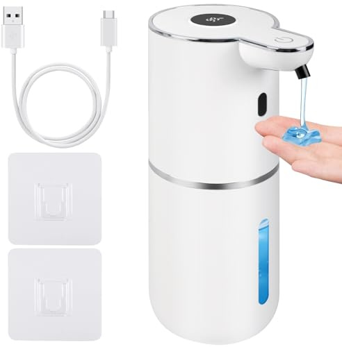 Automatic Soap Dispenser, Hand Soap Dispenser 12.8oz/380ml Smart Rechargeable, Liquid Touchless Soap Dispensers with 6-Level, Wall Mounted or Countertop Dish Soap Dispensing for Bathroom & Kitchen