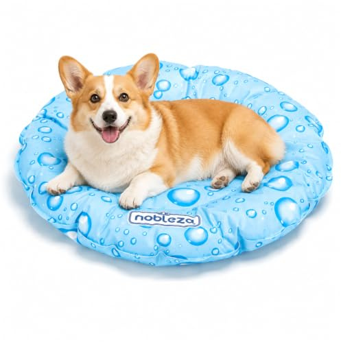 Nobleza Cama de Enfriamiento para Mascotas, Almohada Autorrefrigerante para Perros y Gatos, Alfombra Redonda de Gel Frío para Verano, Cojín Refrescante Impermeable, 52 * 52 * 5CM