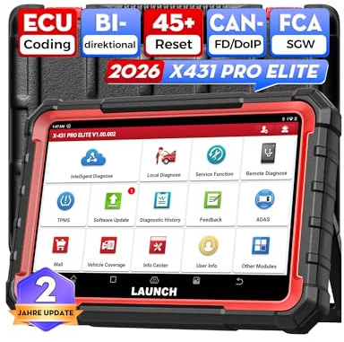 LAUNCH X431 PRO ELITE OBD2 Auto Diagnostica, Diagnostica Avanzata Tutto Sistema Bi-direzionale Diagnosi Auto Professionale in Italiano, 45+ Servizi, ECU Codifica Online, CANFD&DOIP SGW, Guida V.A.G