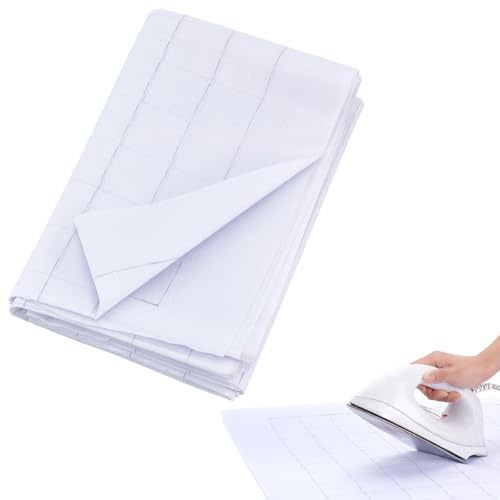 BENECREAT Entretela Termoadhesiva de 5x1.2 m con Diseño de Cuadrícula No Tejida para Planchar, Tela de Polipropileno Blanco para Forro, Ideal para Costura Y Manualidades.