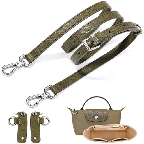 Correa de Cuero y Organizador para Bolso Longchamp Mini Mujer, Correas de Hombro Ajustable Correa de Repuesto para Bolso Bandolera y Organizador de Bolsos Fieltro para Long Champ Mini Bolso