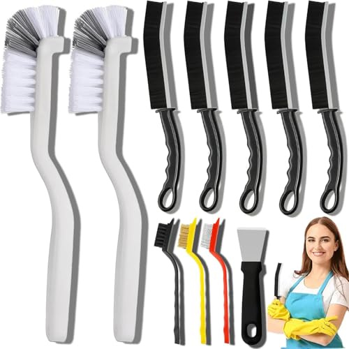 11PCS Crevice Cleaning Brush Set - Hard Bristle Crevice Cleaning Brush Tool, Multifunctional Gap Scrub Brush for Home, Bathroom, Kitchen, Window Track, Bathtub, Vehicle, Faucets, Bowl, Teapot, Cup