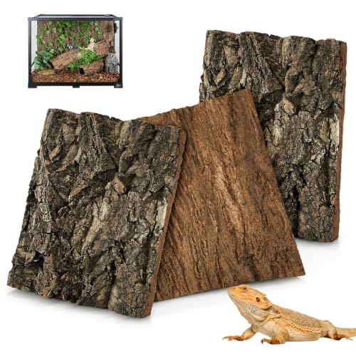 3 stycken dekorativa korkar, dekoration, bakgrundsplatta, klättermattor av kork, bark | Reptiltillbehör terrarium bakgrund vägg för terrarier av ödlor bartagamen sköldpaddor och andra reptiler