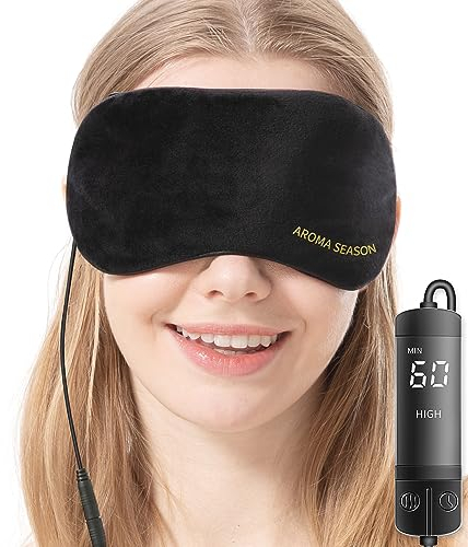Aroma Season Maschera per occhi riscaldata, impacco caldo per occhi secchi, MGD, blefarite sinusale, emicrania, elemento riscaldante al grafene con confezione di lavanda naturale (nero)