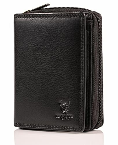 MATADOR |Seoul| Geldbörse Damen Schwarz Leder | TüV Geprüfter RFID Schutz Portemonnaie | Damen Schwarz | Brieftasche Leder | Geldtasche Damen