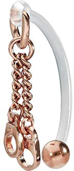 PIERCINGLINE PMFK Banana con design in acciaio chirurgico, manette, piercing per zona intima, addome, colori assortiti, 16 mm, Acciaio chirurgico 316L / PMFK