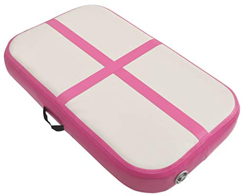 vidaXL Gymnastikmatte Aufblasbar mit Pumpe Turnmatte Tumbling Matte Training Fitnessmatte Yogamatte Trainingsmatte 60x100x20cm PVC Rosa