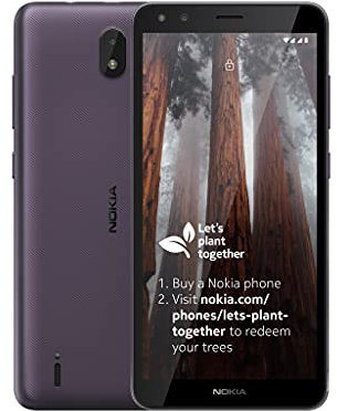 Nokia C01 Plus 5.45 Inch Android (Go Edition) UK SIM Free Smartphone with 1 GB RAM and 16 GB Storage (Dual SIM) - Purple