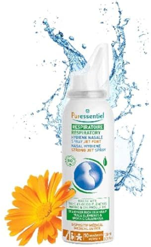 Puressentiel – Nasenhygiene Spray Powerjet – Tiefenreinigung der Nase – Isotonisches Nasenspray 100% natürlich – Meerwasser & Bio-Ringelblume – Medizinprodukt – 100 ml