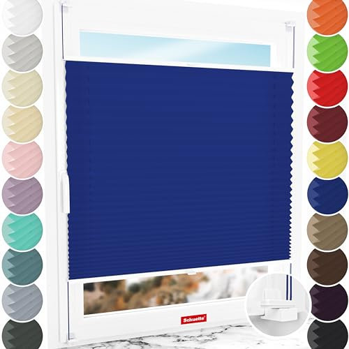 Schuette® Plissee ohne Bohren ● Premium Kollektion: Deep Lagoon (Blau) ● 80x100cm (Breite x Höhe) ● Suprafix Faltrollo X Klemmfix Rollo ● Blitzschnelle Montage inkl. Video