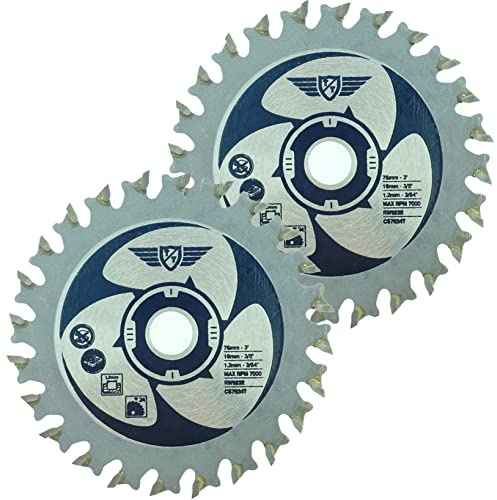 2 x TopsTools CS7624T_2 76mm 24T 10mm Bore TCT Saw Blades