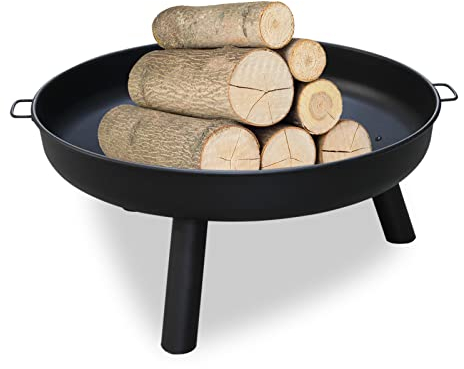 Fiqops Braciere Φ82,5 cm, braciere in ferro, ciotola in metallo con manici e gambe rimovibili, di alta qualità per giardino, feste estive, fuoco accogliente, acciaio