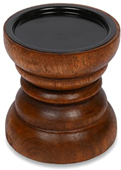 Natural Mango Wood Pillar Candle Holder That Will Look Amazing in Your Home, Kitchen, Dining Room, or Bedroom (10.16cm x 10.16cm x 10.16cm),(Red Finish)