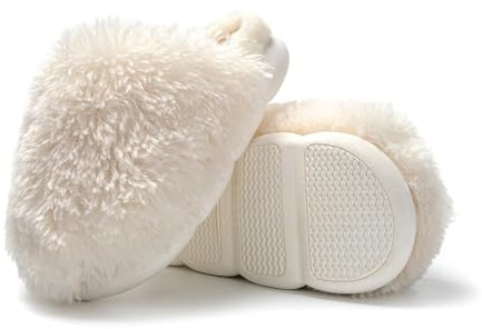 JOMIX Pantofole Donna Invernali Pelose Ciabatte Calde Inverno da Casa per Ragazza Scarpe Termiche Slip On Morbide Elegante MD8585 (Bianco, 36/37)