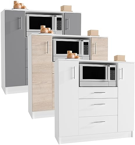 VCM Küchenschrank | Maße ca. H. 110 x B. 109 x T. 40 cm | Mikrowellenschrank mit DREI Schubladen | Unterschrank schlicht | Küchenmöbel - Esilo