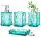 HBlife Badezimmer-Zubehör-Set, blaugrün, Acryl, Badezimmer-Theken-Set mit Zahnbürstenhalter, Seifenspender, Becher, Seifenschale, türkis, Boho, modernes Badezimmer-Dekor, ideale Geschenkwahl