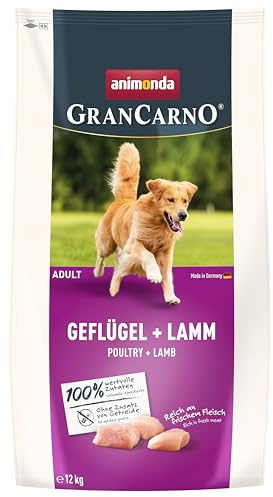 GranCarno Alimento seco para Aves de Corral y Cordero (1 x 12 kg), pienso Premium sin Cereales para Adultos y Perros de animonda