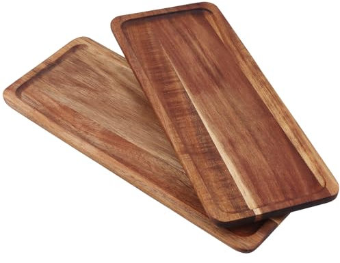 KEILEOHO 2 bandejas decorativas de madera de acacia de 30 x 12 cm, rectangulares, para queso, postre, velas