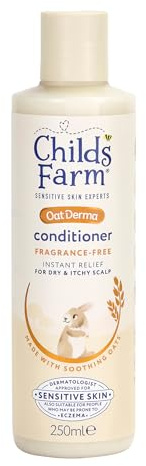Childs Farm OatDerma Après-shampoing sans parfum et sans déchirures, apaisant pour les peaux sensibles et le cuir chevelu, bébé, enfants, 250 ml